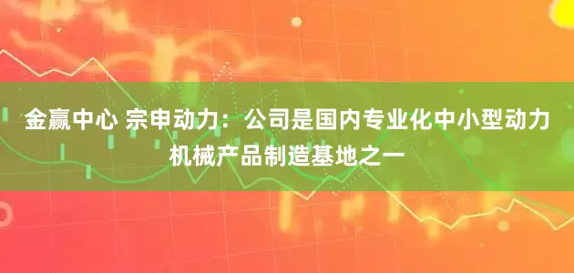金赢中心 宗申动力：公司是国内专业化中小型动力机械产品制造基地之一